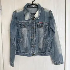 デニムジャケット ウォッシュ加工 ブルー Lサイズのサムネイル