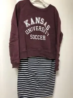 赤 ひざ丈ワンピース