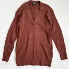 UNIQLO ユニクロ Vネック リブニット セーター ブラウン 長袖