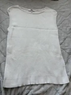 UNIQLO ユニクロ ホワイト リブ ノースリーブ ニット XL