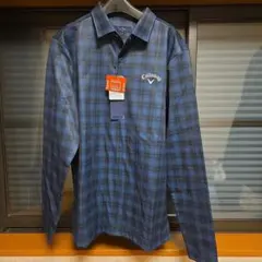 Callaway 長袖ポロシャツ L 青系チェック