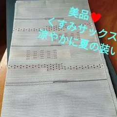 6318美品♥くすみサックス色　涼やかな夏開きなごや帯のサムネイル