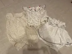ドット柄ホワイトワンピース 60〜70 3枚セット