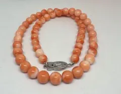 11254天然珊瑚オレンジ系ビーズネックレス 約7.96mm
