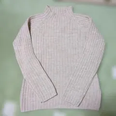 UNIQLO　ベージュ リブ編み ハイネックニットセーター
