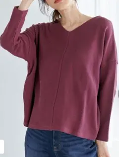 ANY のVネックニットソー　ボルドー　F　anyFAM フリーサイズ