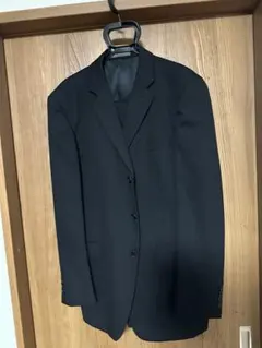 カルバンクライン　ビジネススーツ 3ボタン　ウール　ブラック　シャドーストライプ