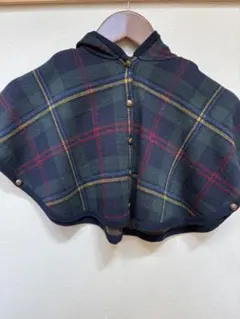 ラルフローレン　ネイビーチェック柄ベビーポンチョ