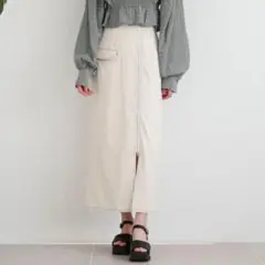 アルシーヴ Ｆｚｉｐ配色ステッチタイトスカート アイボリー