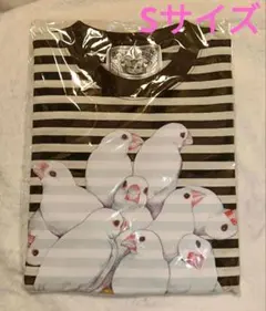 ヒグチユウコ　Tシャツ　しましまとりあたま（白文鳥）Sサイズのサムネイル