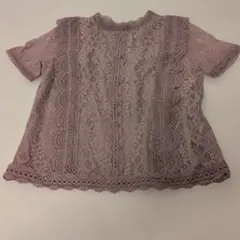 BE RADIANCE 総レース 半袖トップス くすみピンクのサムネイル