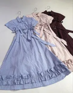 jouetie ギャザーリボンロングシャツワンピース