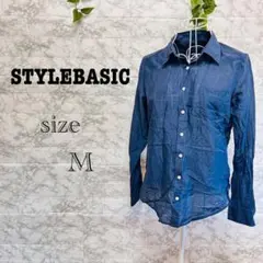 【i50】【STYLEBASIC】ネイビー 長袖シャツ 【M】　シルク　良品のサムネイル