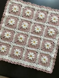 ハンドメイド モチーフ編み ぷっくりお花 マルチカバー ブランケット