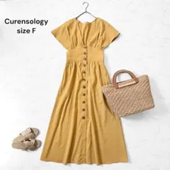 Curensorogy リネンハイパワーワンピース ロング丈 マスタード Fのサムネイル