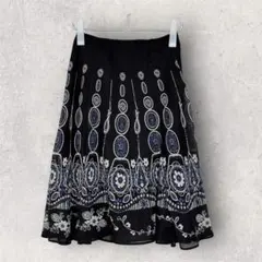 TWO:C/トゥーシー　レーススカート　膝下　フレア　花柄　エスニック調　38