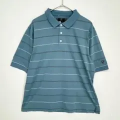 NIKE GOLF ポロシャツ 半袖　ボーダー 古着　青　L 綿100%のサムネイル