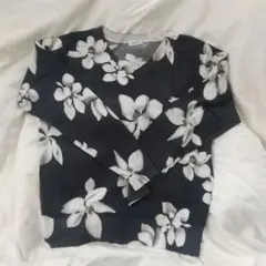 FRAY I.D 花柄 Vネック 長袖ニット