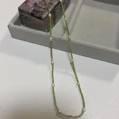 グリーンイエロー パール ネックレス
