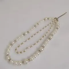 華やか　パール調2連ネックレス