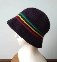ハンドメイド クラッシャーハット クロシェハット バケットハット ラスタカラー