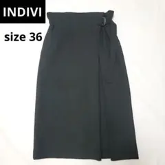 インディヴィ INDIVI ナローラップスカート　ブラック 36 黒