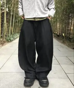 新品！古着屋mujinストライプ柄 ワイドスラックス パンツ - メルカリ