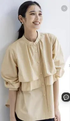 251t*美品 トゥモローランド MACPHEE ストライプ ビッグカラーシャツ 