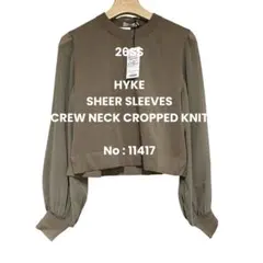 新品　SHEER SLEEVES CREW NECK CROPPED KNITのサムネイル