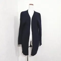 any FAM ロングカーディガン ネイビー 長袖 ポケット付き 体型カバー