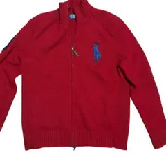 ラルフローレンビッグポニー ダブルジップパーカーニット 90s～archive赤