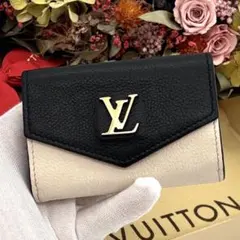 ルイヴィトン ポルトフォイユ ロックミニ コンパクト 黒 財布 ピンク 三つ折り