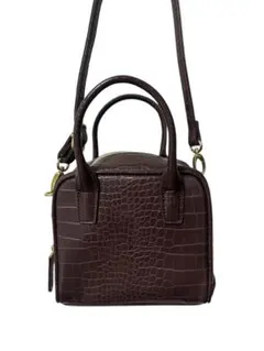 美品 ブラウン クロコダイル風 ショルダーバッグ
