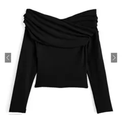 オフショルダードレープトップス 黒