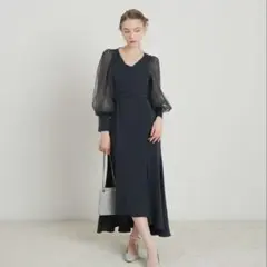 LEJA 2WAYフロントリボンボレロストーンドット柄Aラインドレス 2点