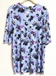 ♡美品·大きいサイズ婦人服ミセス花柄デザインチュニックカットソートップス♡