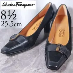 【極美品】サルヴァトーレフェラガモ 25.5 パンプス スエード レザー コンビ