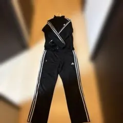 adidas ブラック ジャージ ストライプ