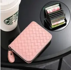 カードケース カードホルダー ピンク 新品 レザー 大容量 ジャバラ コンパクト