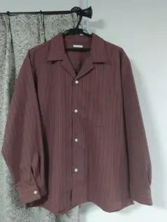 GU ストライプ柄 ブラウンシャツ Lサイズ