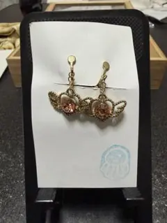 ハート型ピンクストーンイヤリング