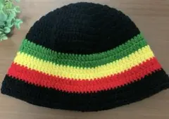 クラッシャーハット　クロシェハット　ビーニーラスタカラー　黒56センチ