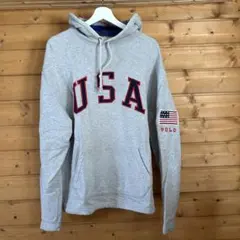 90s ポロラルフローレン USA フード付きパーカー グレー