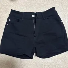 黒 デニム風 ショートパンツ
