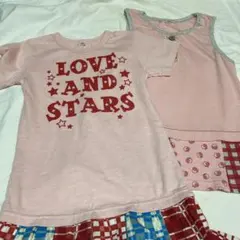 ワンピース　チュニック　130 140 ２枚セットピンク　半袖　ロゴ　女の子