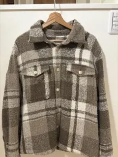 チェック柄フリースジャケット ブラウン系