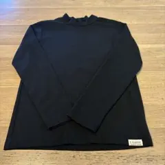 黒 リブ編み ハイネック 長袖カットソー