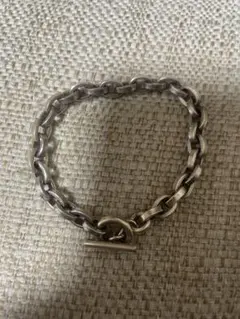 【美品】ステンレス チェーンブレスレット マンテル 18cm シルバー