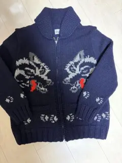 【希少 入手困難】テンダーロイン　カウチン　ウール ニットカーディガン カウチンニット ウルフ 狼 テンダーロイン同柄 CANADIANSWEATER