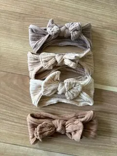 【新品未使用】ベビーリボン付き淡い色ヘアバンド4色セット